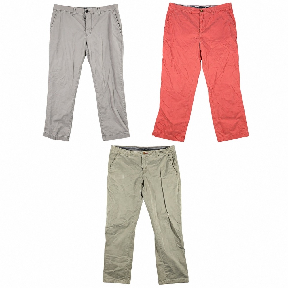 Tommy Hilfiger Lot of 3 Pants Mens 36x32 Grey Khaki Pink Chino Stretch Casual